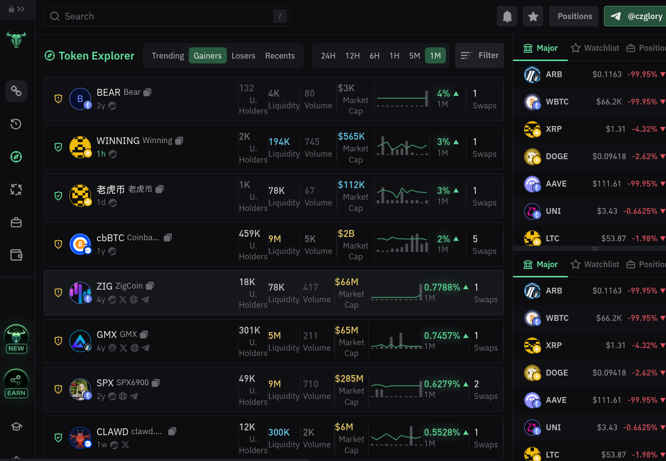 BullX token discovery dashboard