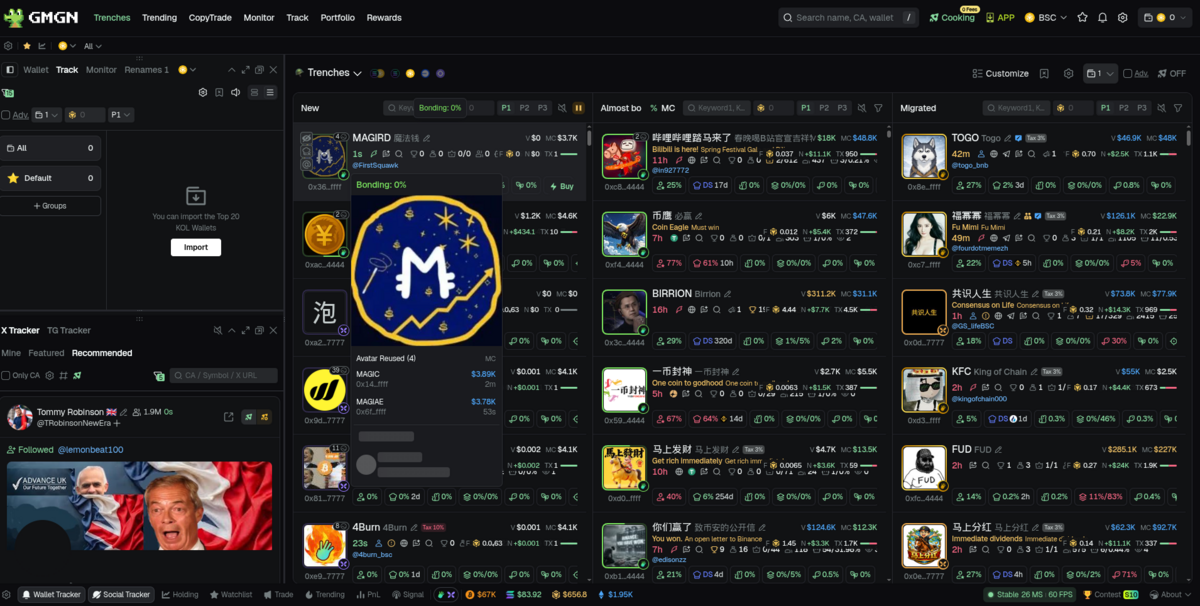 GMGN.AI Dashboard showing smart-money tracking interface